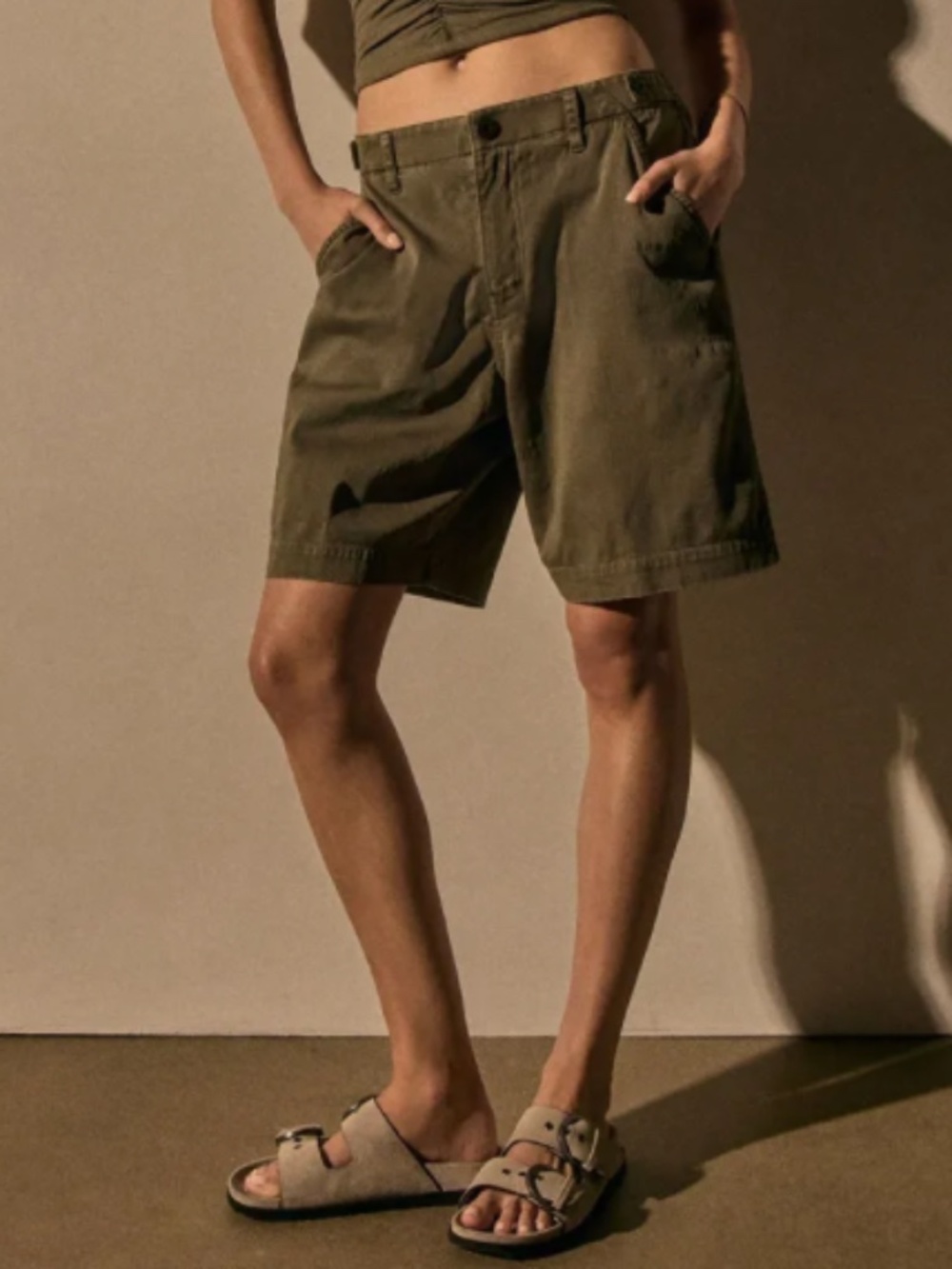 James Perse Cotton Long Shorts Birch Pigment
